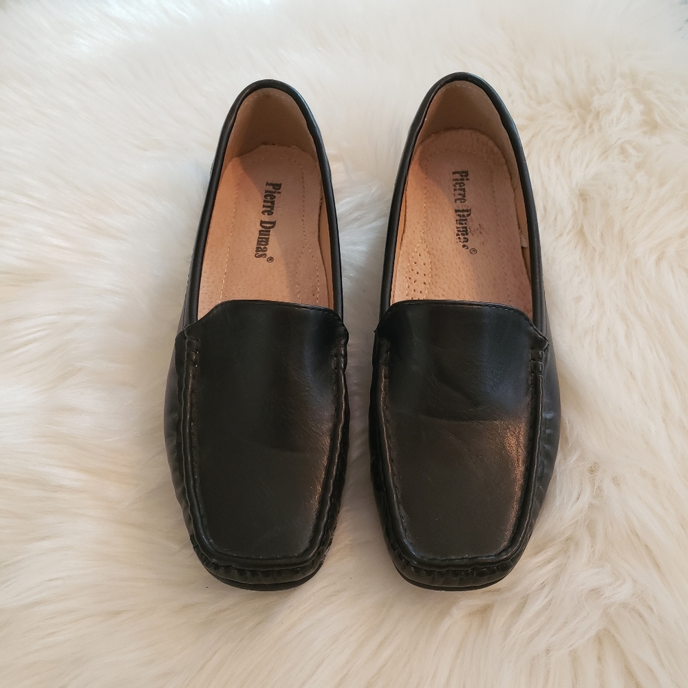 PIERRE Dumas black leather driving loafer size 7.5.